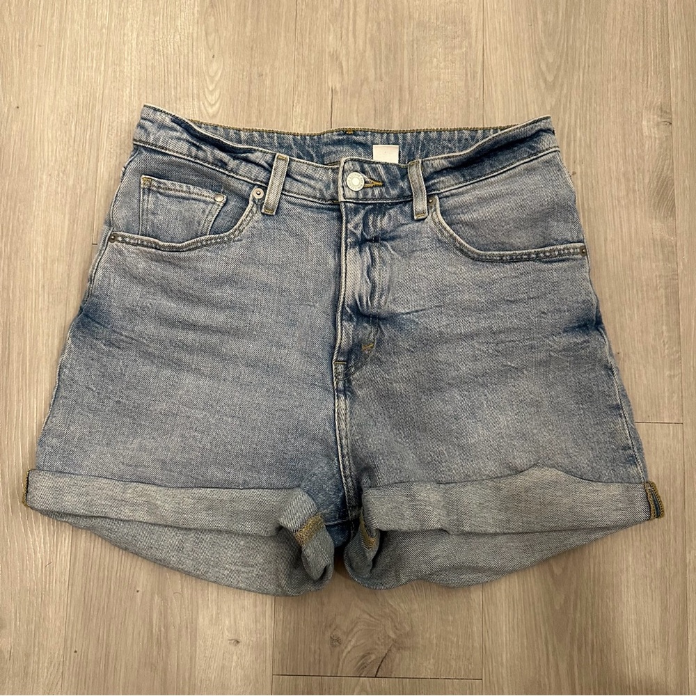 Classic Light Blue Denim “Mom” Shorts